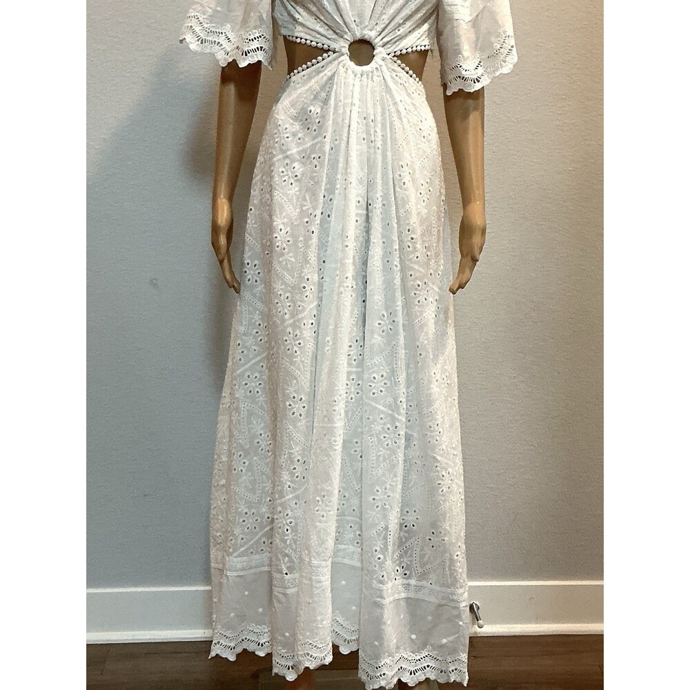 Mable White Merletto Eyelet Cut Out Maxi Dress - Medium NWOT - Picture 6 of 16